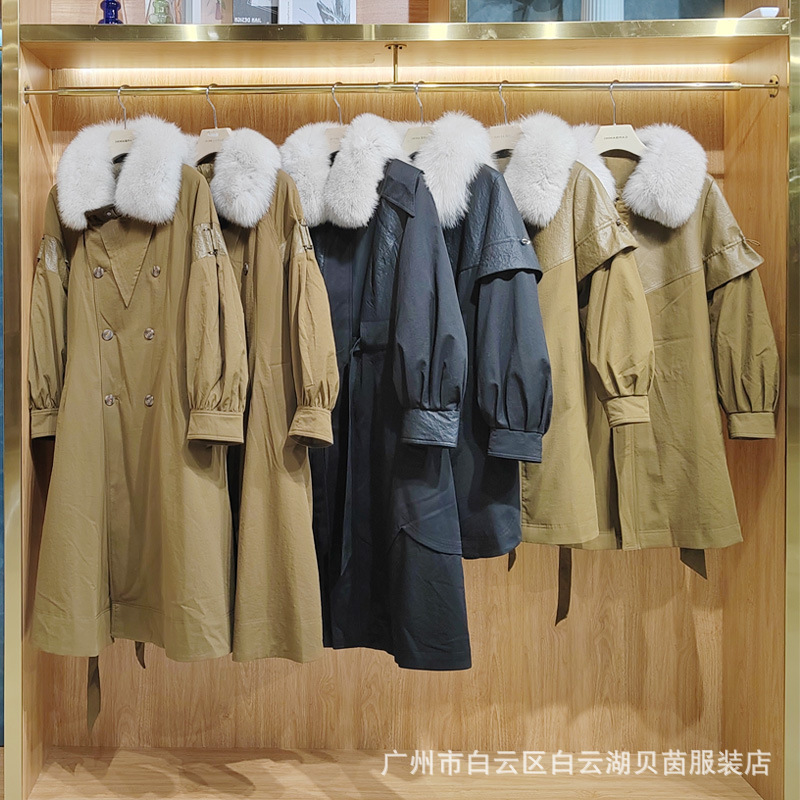 冬皮草派克鸭绒羽绒服绵羊皮狐狸毛领品牌折扣女装撤柜清仓一手货