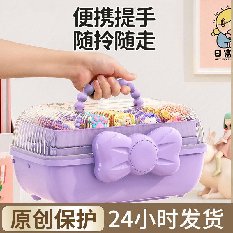 Children's Goka Storage Box Purple Cute Bow Rotating Girls' Hair Accessories Transparent Desktop Handmade Storage Box