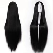 动漫COS假发男女古装影视造型1米100cm超长女长发直发黑色全发套
