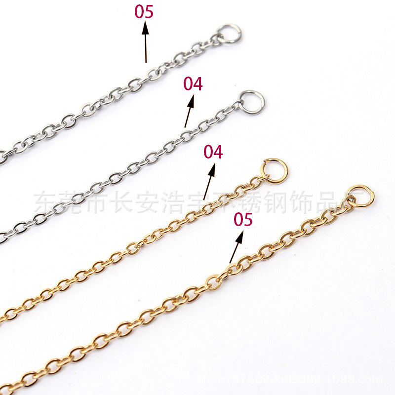 Wholesale Supply Korean Simple Welding Mouth Stainless Steel Chain Cross Chain Flat O18kdiy Clavicle Necklace for Men and Women