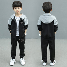 A男童加绒冬装套装新款儿童运动服夹克加绒加厚韩版洋帅气长袖外