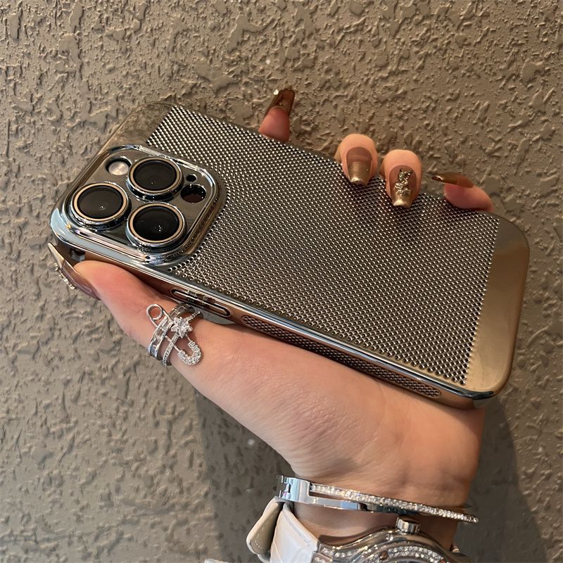 银色电镀pc护镜散热苹果14手机壳iphone15promax新款13防摔12/11x