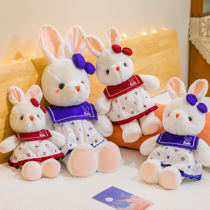 可爱萌兔长耳兔碎花裙小兔子毛绒玩具布偶礼物女生可批发兔子公仔