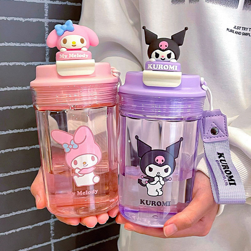 Sanrio Plastic Cup Portable Handle Good-looking Cute Fashion Cartoon Water Cup