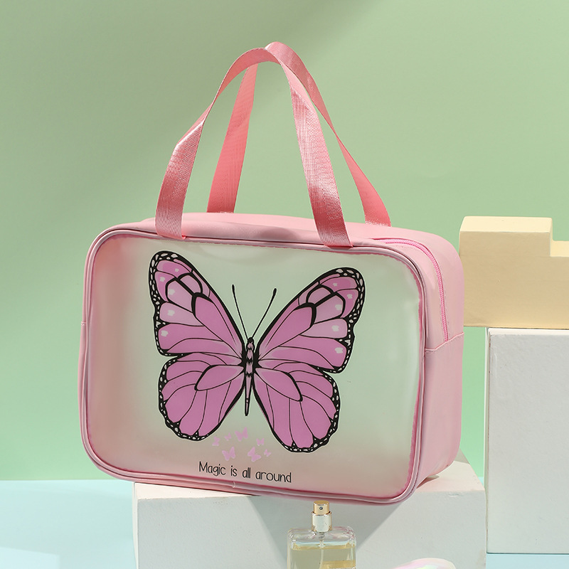 Women's Convenient Cosmetic Bag Wholesale Large Capacity Butterfly Printed Wash Bag Travel Portable Storage Bag