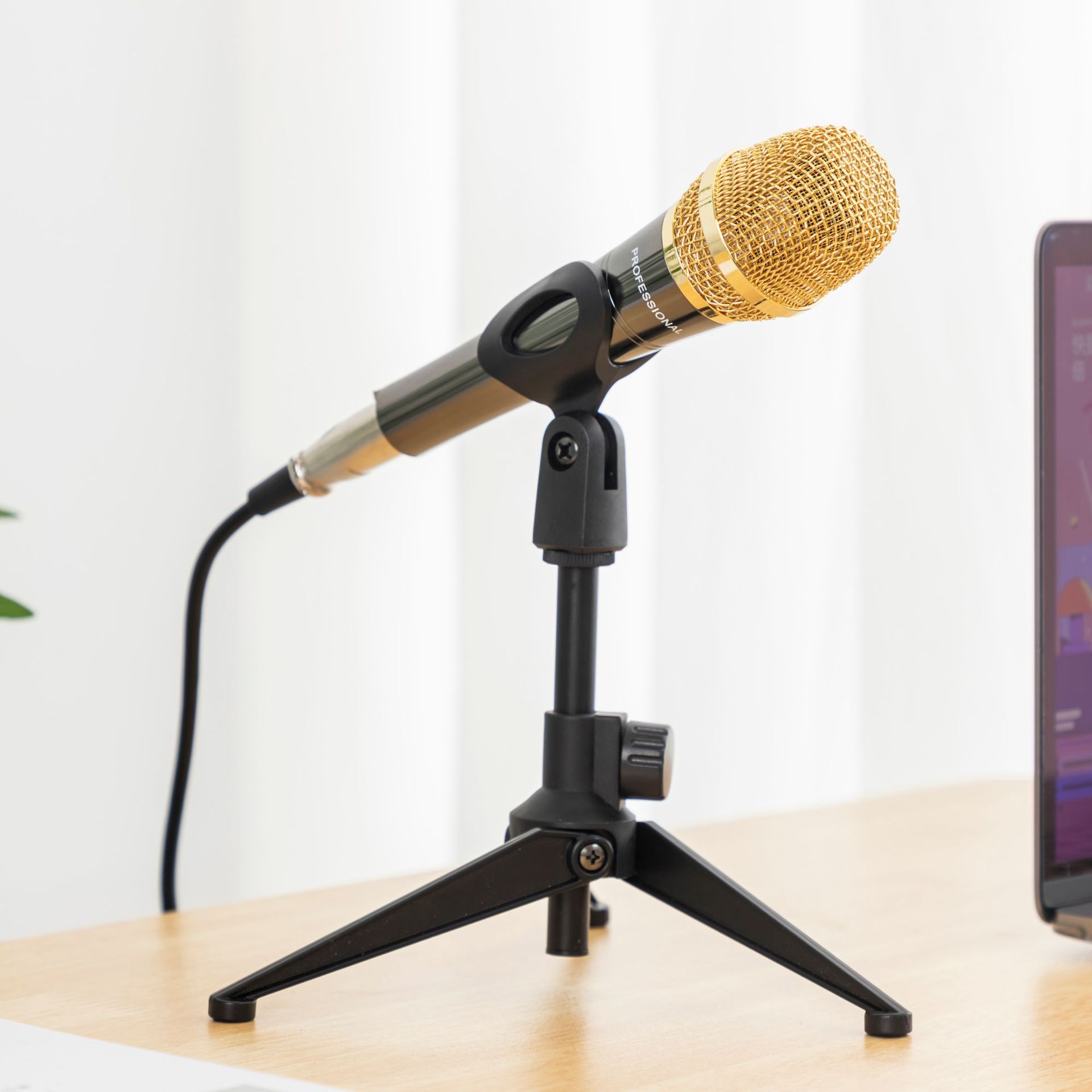 金属有线手持电容麦克风电脑手机直播麦克风声卡套装录音话筒