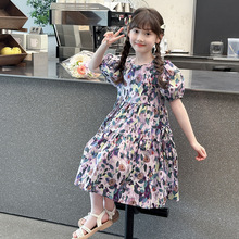 女童夏季连衣裙新款洋气公主裙8岁9岁中大童夏季时髦碎花裙子潮