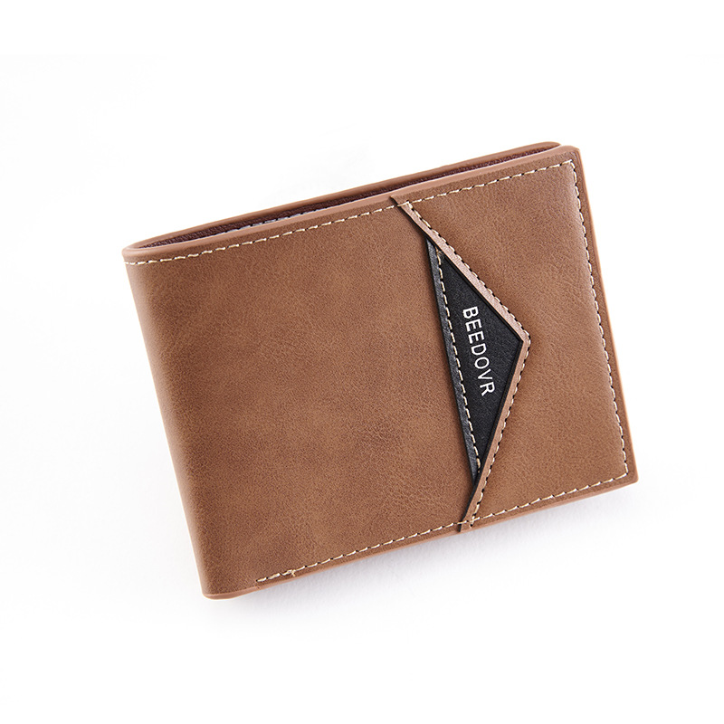 2021 New Men's Wallet Short Multiple Card Slots European and American Retro Wallet Thin Tri-Fold Horizontal Soft Leather Wallet Dollar Bill Holder