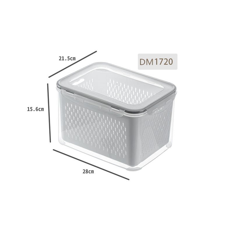 Japanese-Style Multi-Specification Food Grade Plastic Drain Basket Crisper Kitchen Food Frozen Sealed Box Refrigerator Storage Box