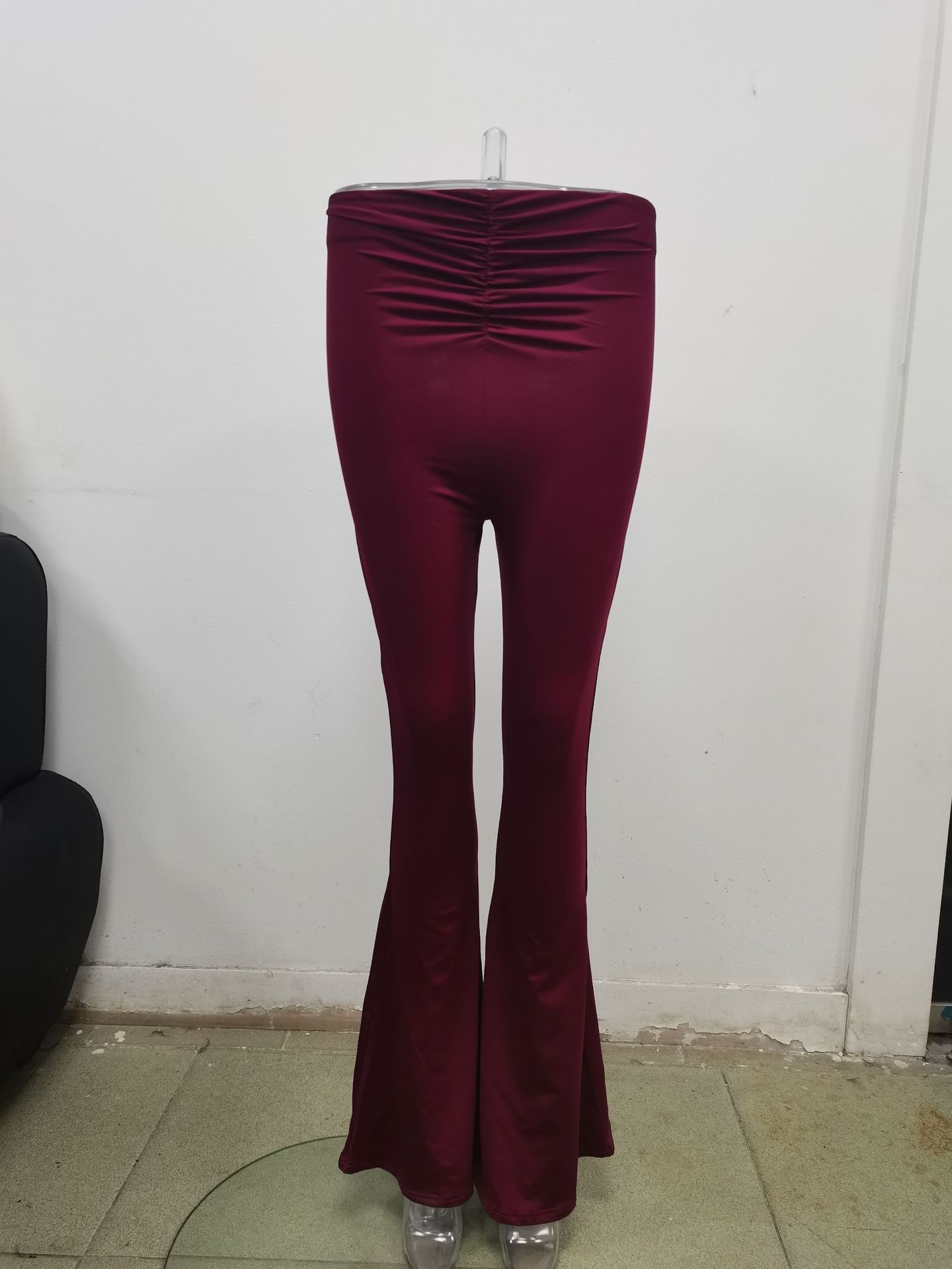 Black High Waist Slim Flare Pants European and American 2023 Spring Personality Pleated Hip Lifting Ins Casual Trousers in Stock