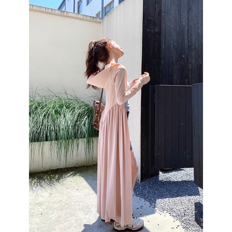 晒衣女夏季轻薄透气户外晒服外套长款全身收腰显瘦晒裙-阿里巴巴