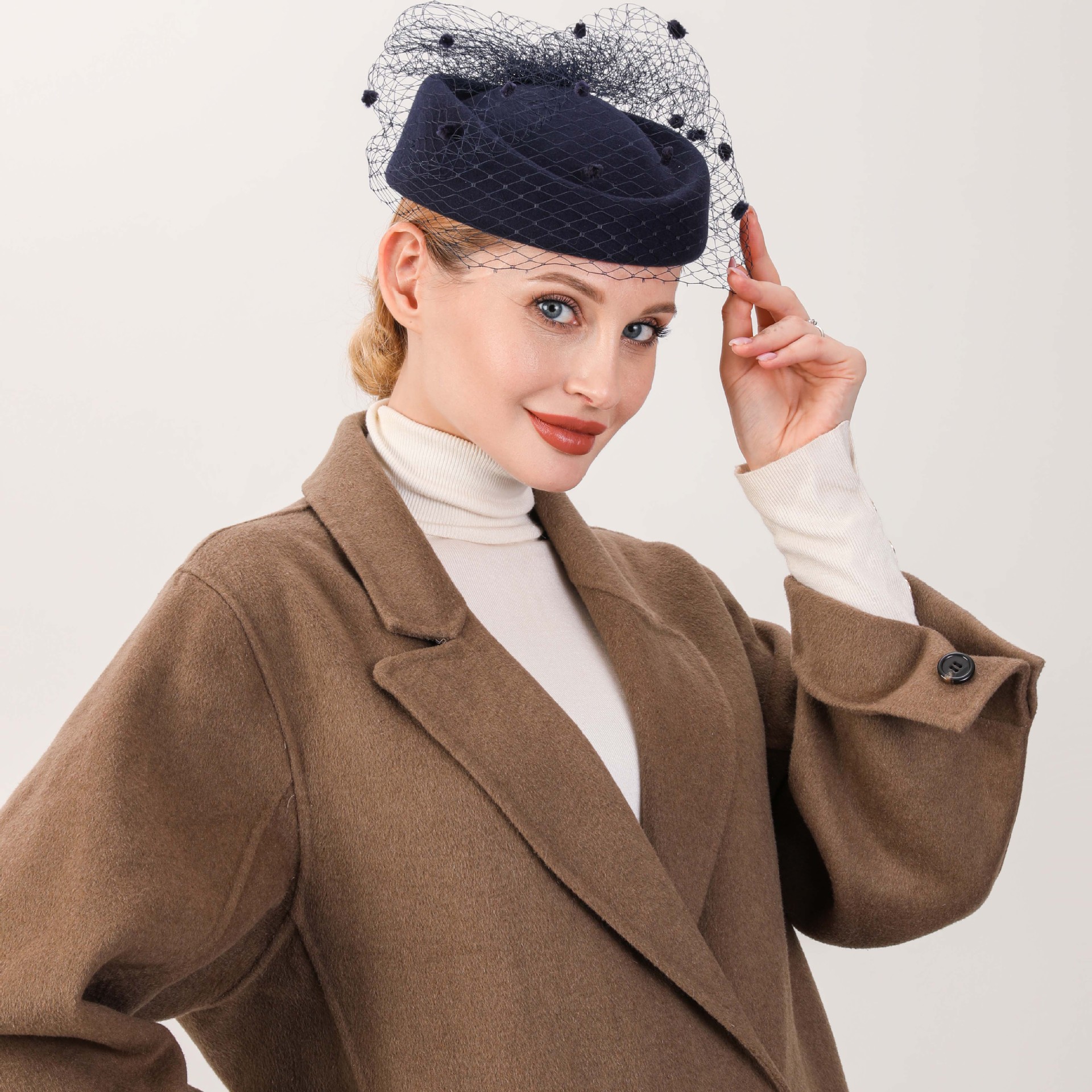 秋冬气质礼帽贝雷帽女羊毛小礼帽英伦复古法式名媛空姐帽新款