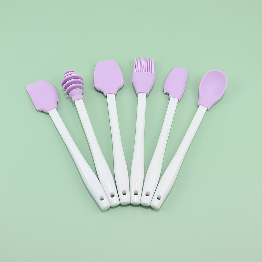 Mini Silicone Kitchenware 6-Piece Set Baking Tool Scraper Food Grade Stirring Shovel High Temperature Resistance Scraper Oil Brush