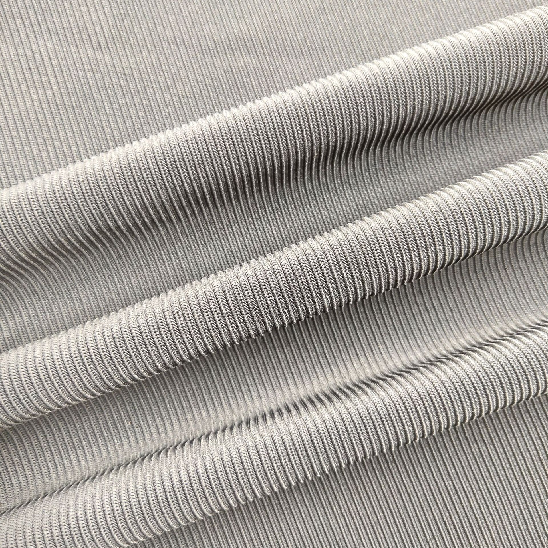 锦氨消光弹力罗纹布料小竖条坑条针织布瑜伽服防晒衣面料170gsm