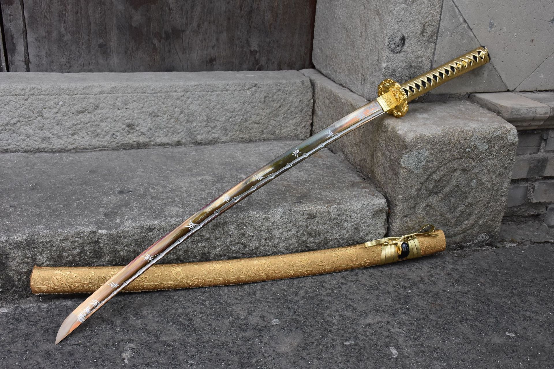 龙泉市刀剑一体烤金日式剑防身手工锻打宝剑硬剑冷兵器收藏未开刃