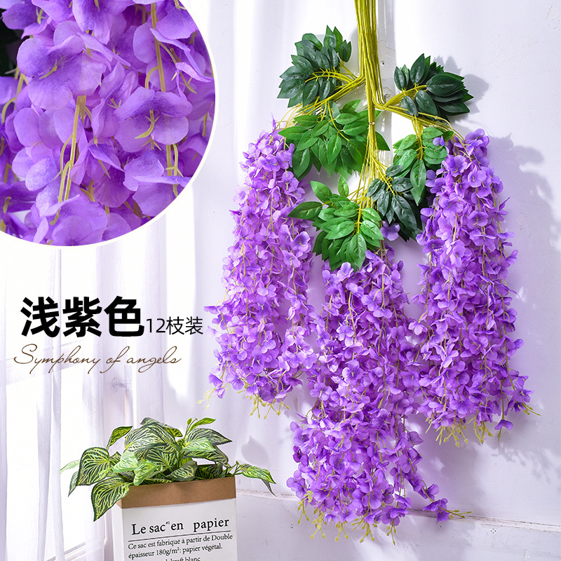 Artificial Wisteria Tofu Pudding Plastic Fake Flower Living Room Ceiling Hanging HANAFUJI Wedding Emulational Flower Decoration Rattan Green Plant