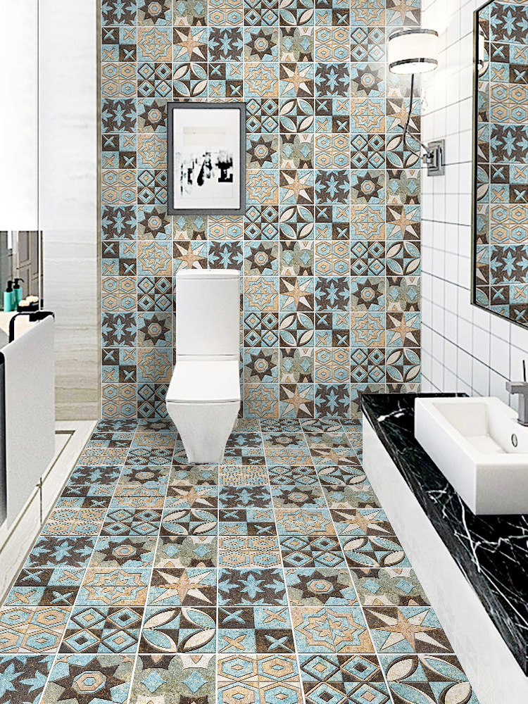瓷砖贴纸卫生间地面装饰防水耐磨花砖浴室厨房地贴自粘地板贴墙贴
