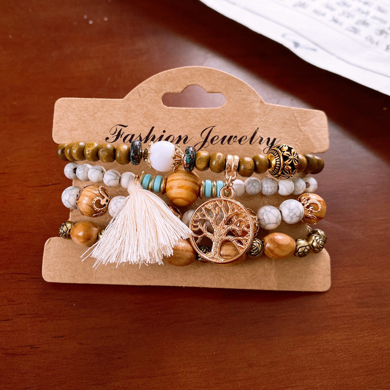 Bohemian Multi-Layer Wooden Bead Bracelet Niche Creative Design Bracelet Personality Fashion High Sense Bracelet Wholesale