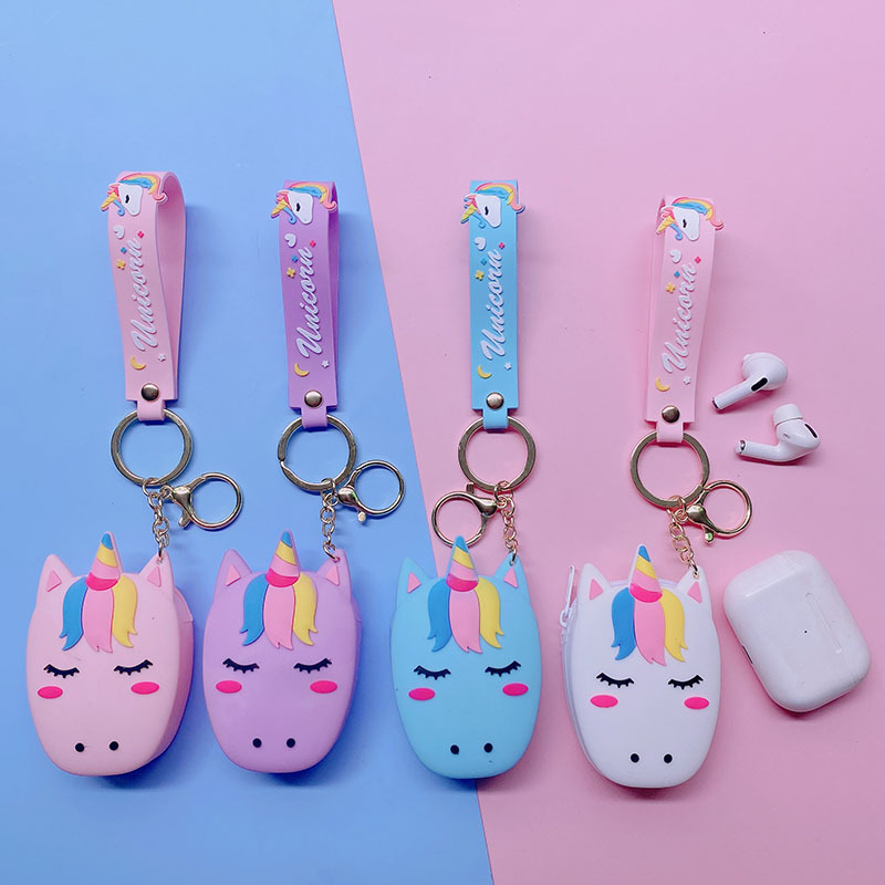 Creative Unicorn Silicone Coin Purse Portable Coin Small Bag Data Cable Storage Bag Keychain Pendant