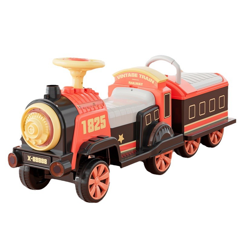 Children's Electric Car Small Train with Trolley Case Toy Car Four-Wheel Car with Remote Control Men's and Women's Battery Car