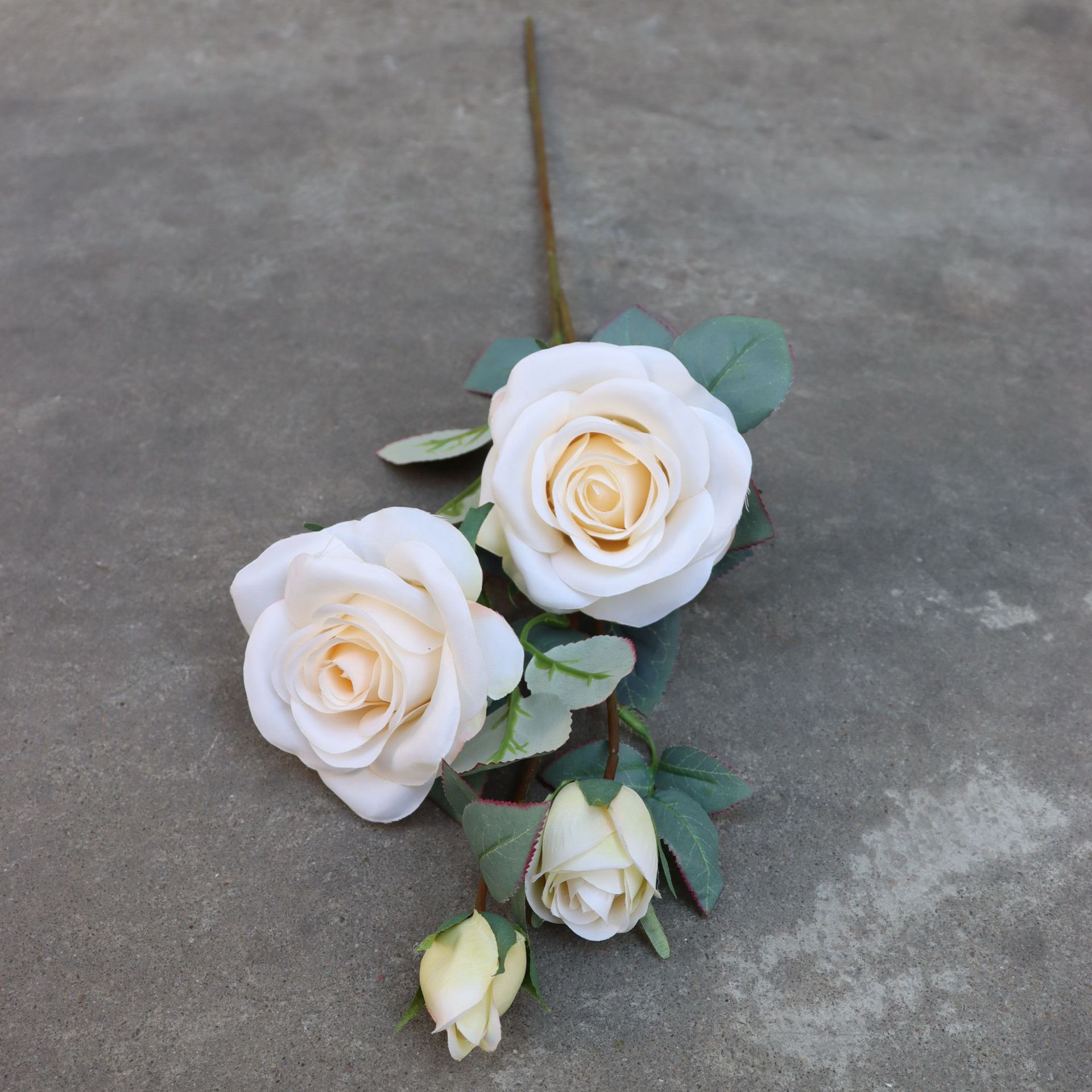 厂家批发 单枝4头秋色韩式香槟玫瑰 仿真花 西洋玫瑰婚庆插花装饰