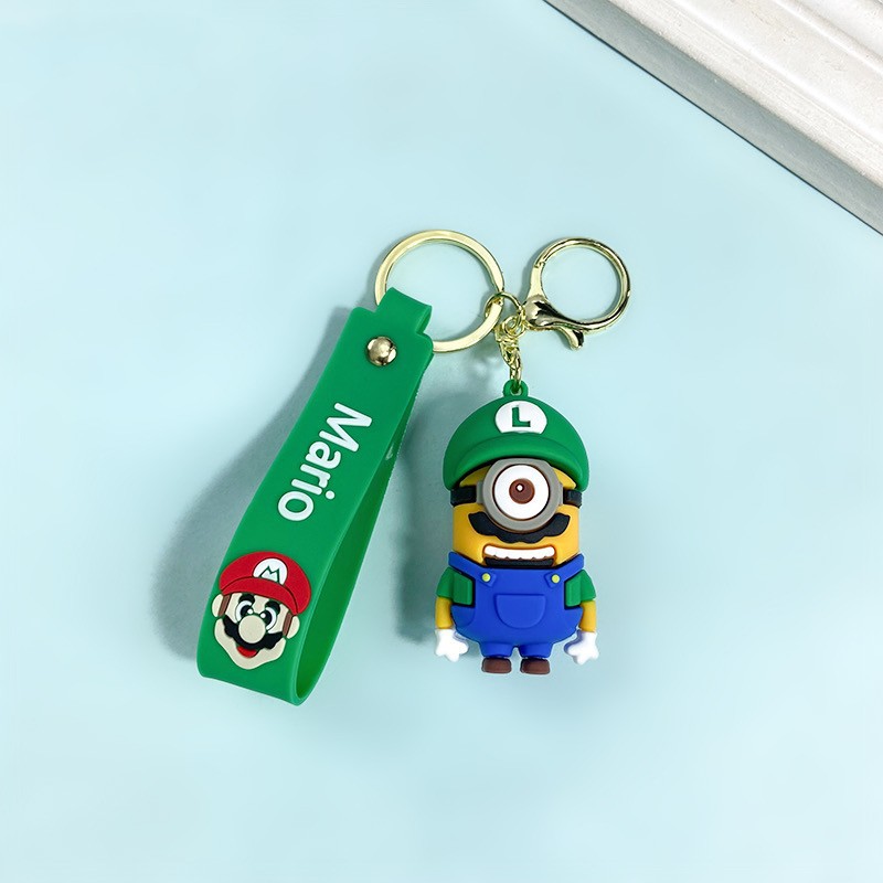 Creative Cartoon Crossdressing Mario Keychain Nostalgic Game Cute Small Mushroom Princess Key Chain Men and Women's Pendants