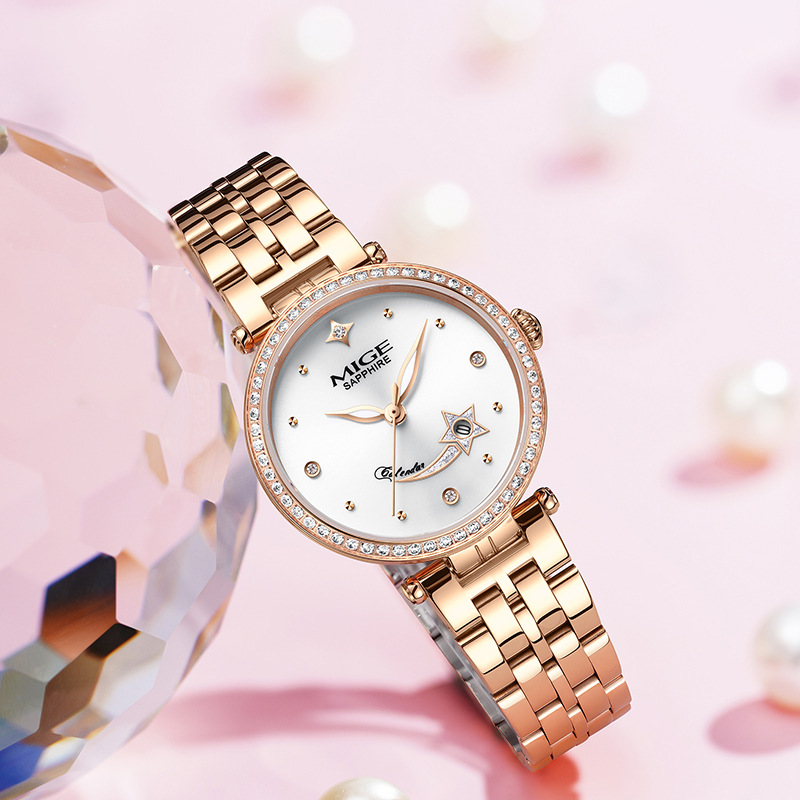 米格女士手表2021新品女表名牌简约气质防水石英小众腕表5518