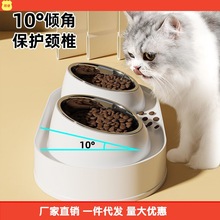 厂家批发猫碗陶瓷双碗狗碗猫食盆保护颈椎猫粮盆喝水碗狗盆防代发