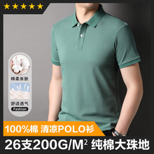高端纯棉短袖polo衫男t恤翻领半袖上衣夏季新款商务休闲短袖男