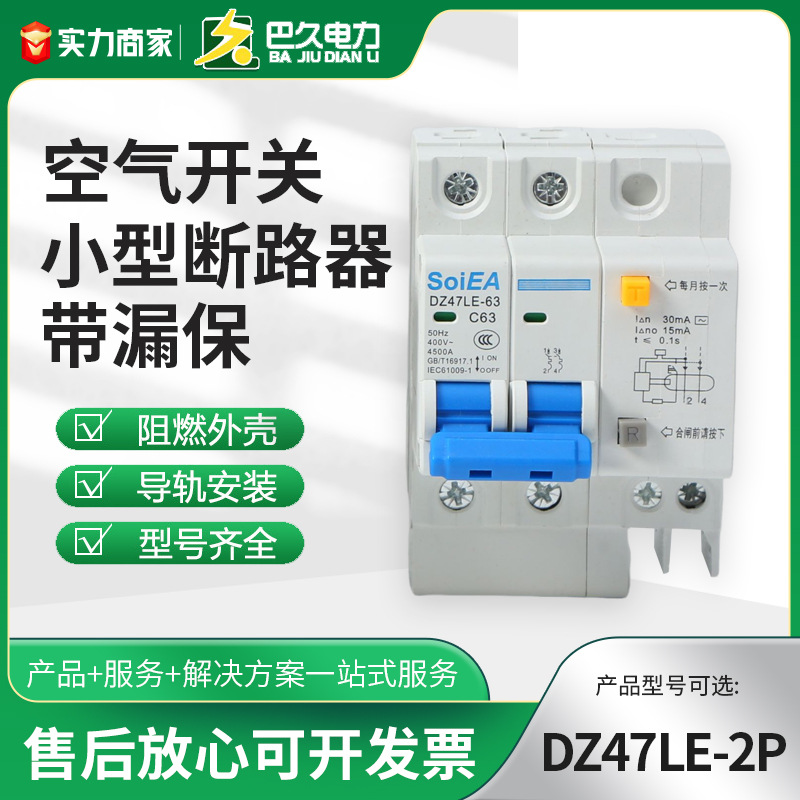 小型断路器220V 380V微型1P2P3P断路器DZ47空气开关总闸带漏保