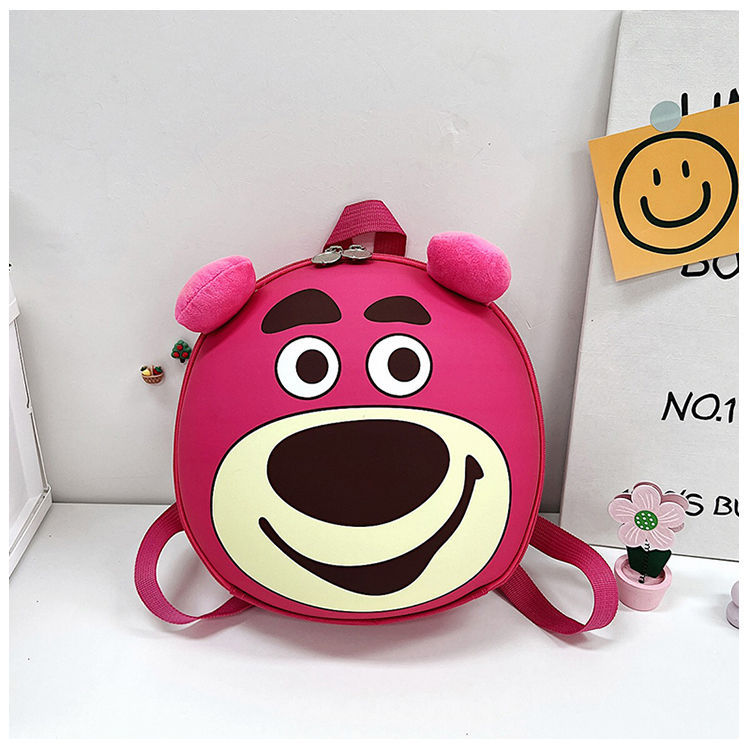 New Preschool Kid's Small Schoolbag Strawberry Bear Cartoon Backpack Super Light and Burden-Free Baby Kindergarten Backpack