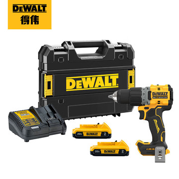 得伟(dewalt)20v锂电无刷紧凑电钻 电动螺丝刀双电dcd800d2t
