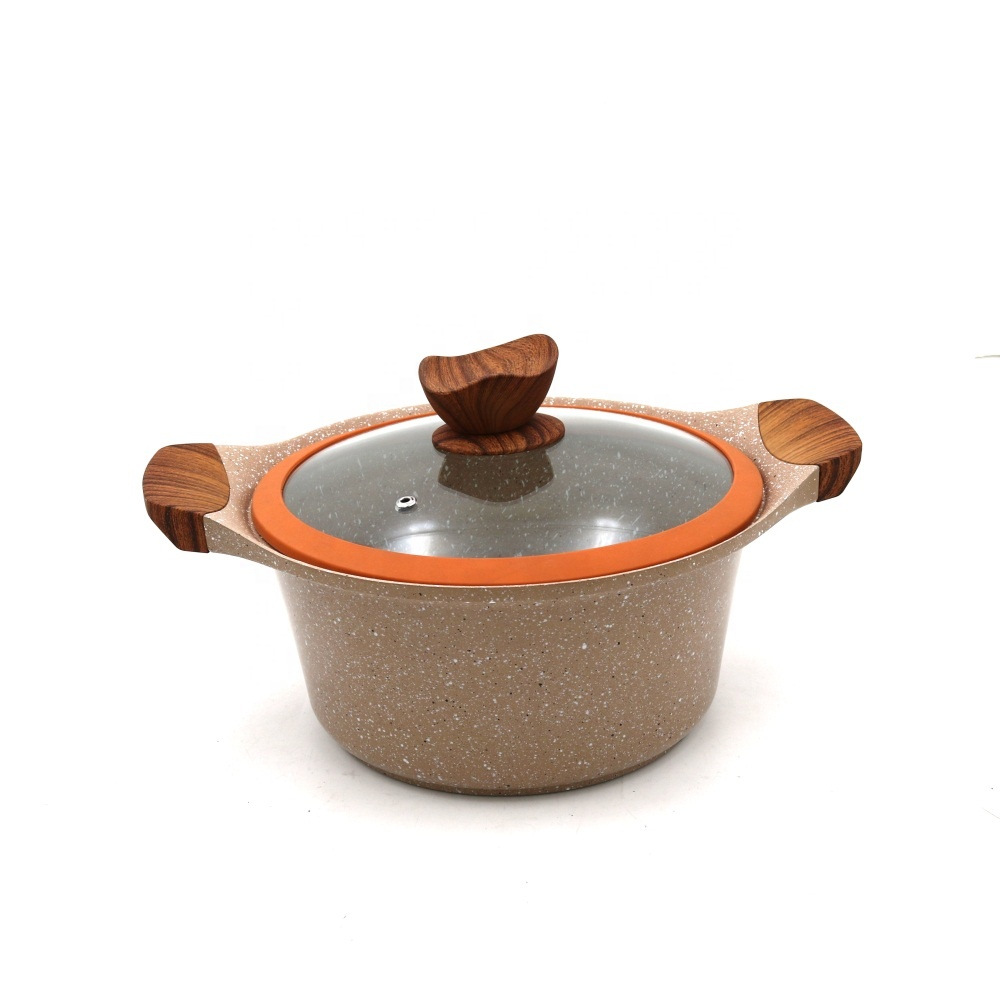 日式双耳汤锅家用加厚大容量麦饭石不粘锅熬粥煲汤通用煮锅炖锅