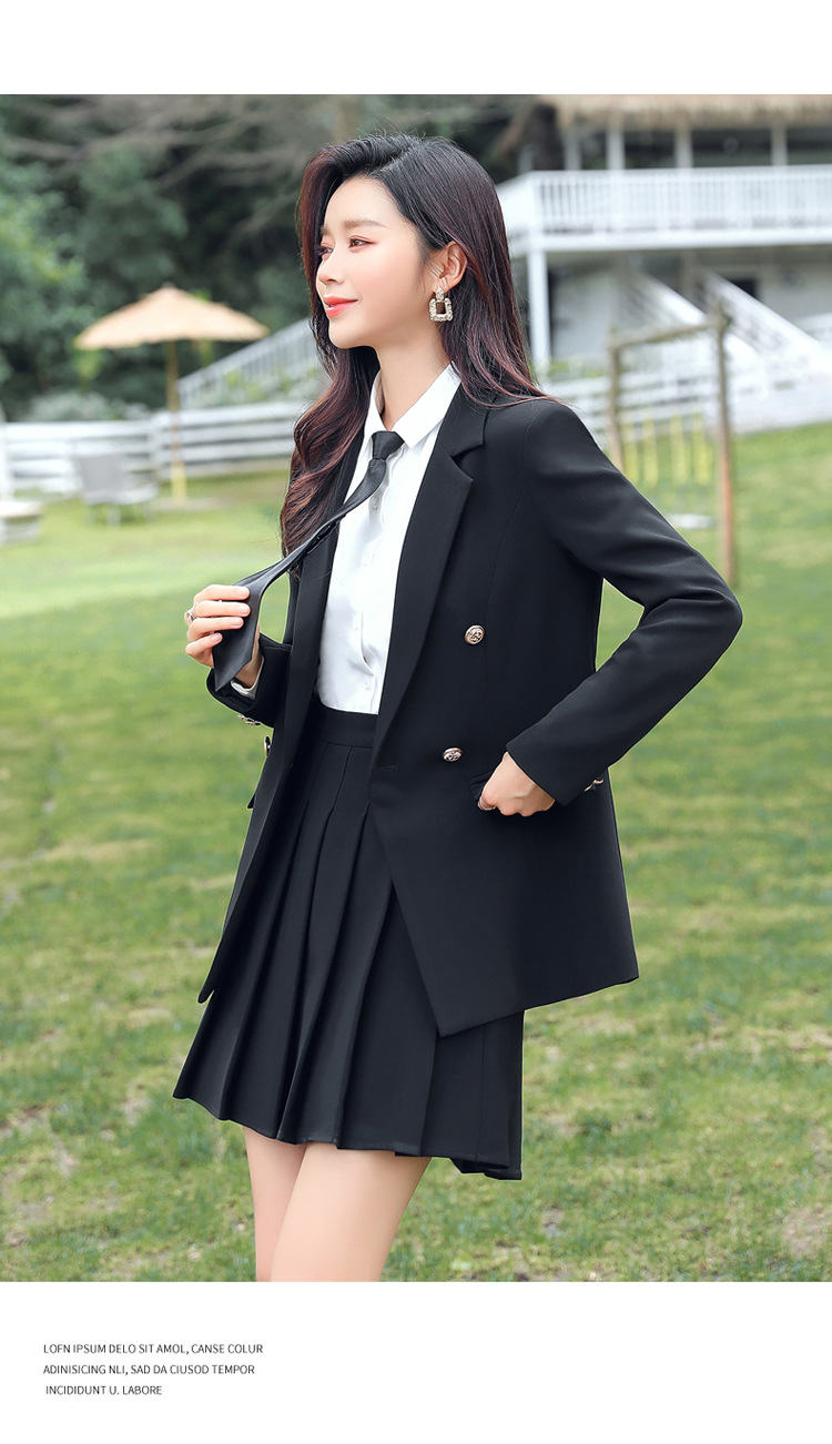 日系学院风西装套装女秋装大学生正装教师小西服套裙百褶裙jk制服