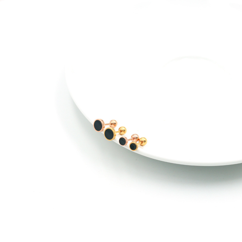 医用钢钛钢滴油珐琅圆形迷你小耳钉耳骨钉耳蜗钉耳饰ed110