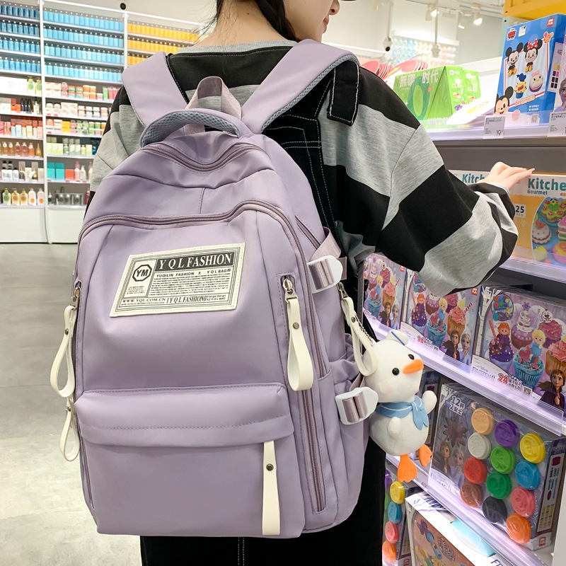 New Mori Style Ins Middle School Student Schoolbag Wholesale Korean Style Casual Fashion Trend Backpack Nylon Solid Color Backpack