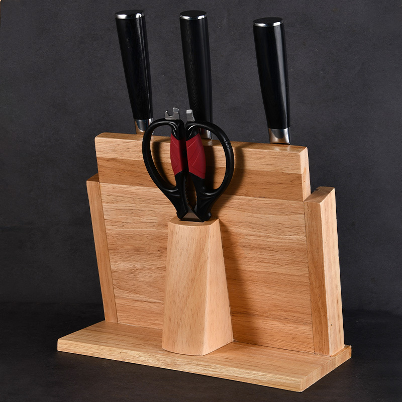厂家防掉落家用厨房菜刀架双面磁吸实木刀座菜刀架刀具套装收纳