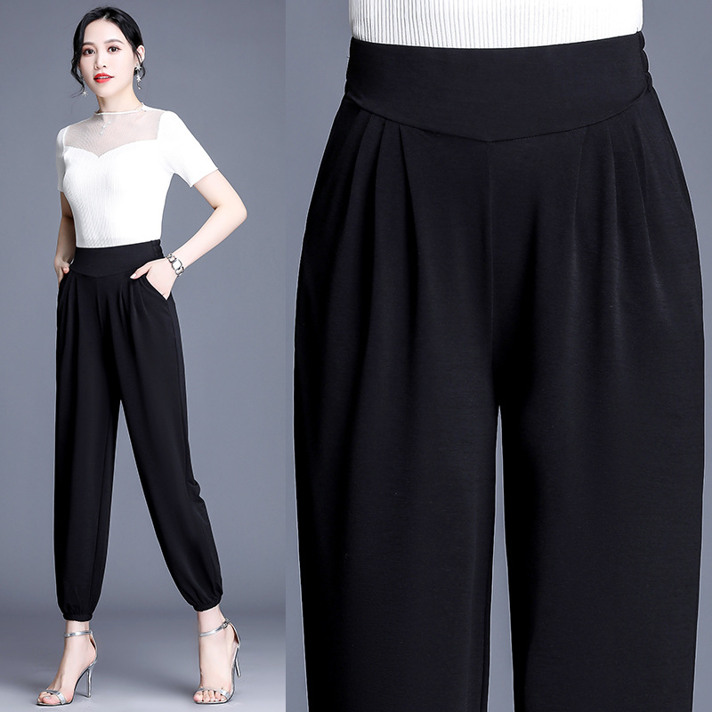 2022 New Spring and Summer Women's Clothing Ice Silk Bloomers Large Size Mom Pants Cropped Mosquito-Proof Square Dance Women's Pants