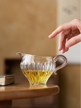 玻璃公道杯带把玻璃公杯耐高温分茶器玻璃茶海匀杯家用玻璃茶具