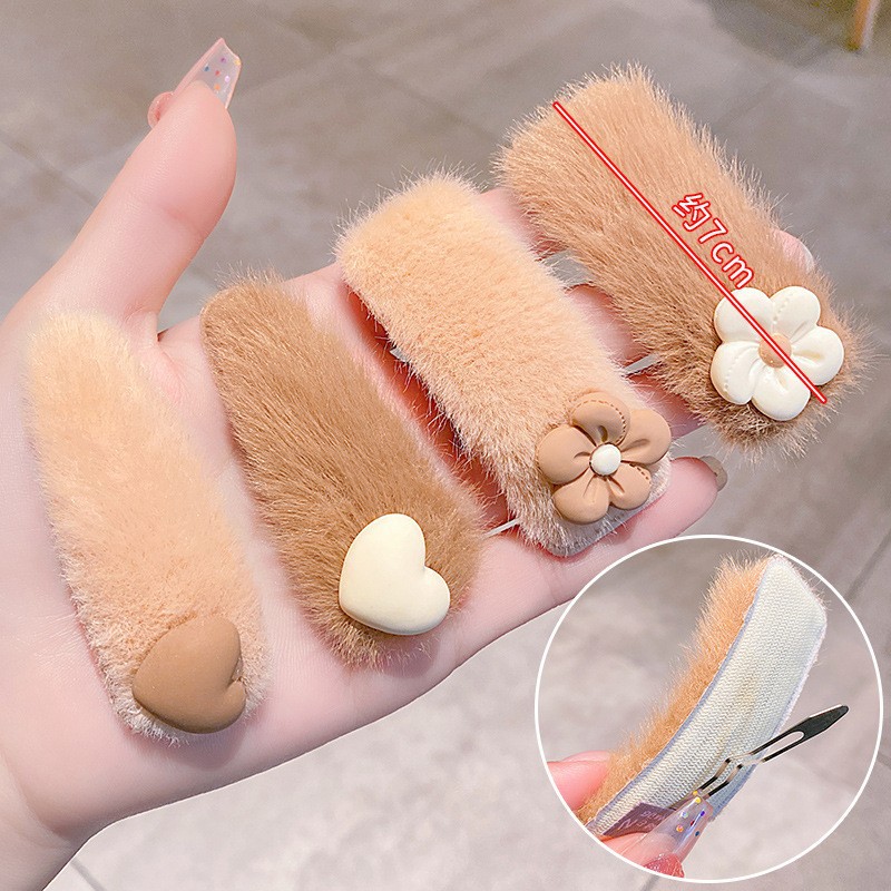 Plush Barrettes Lamb Wool Autumn and Winter Internet Hot New Little Clip Headdress Hairpin Girls' Cute Bb Clip