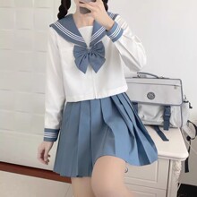 厂家批发百褶裙套装学院风jk制服日系三本水手服女夏季中间服全套