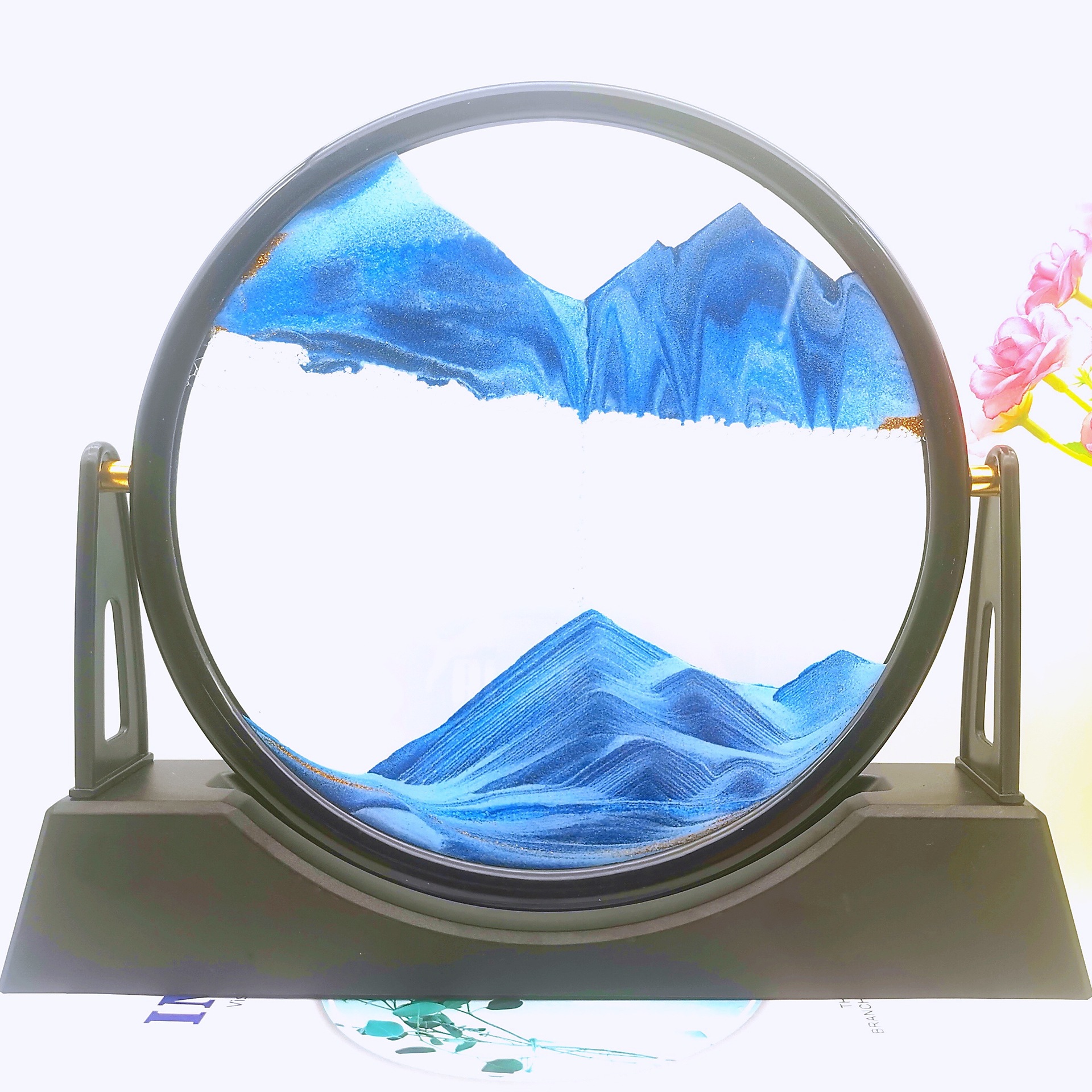 厂家创意可旋转3d动景流沙画玻璃工艺品家居装饰客厅摆件生日礼物