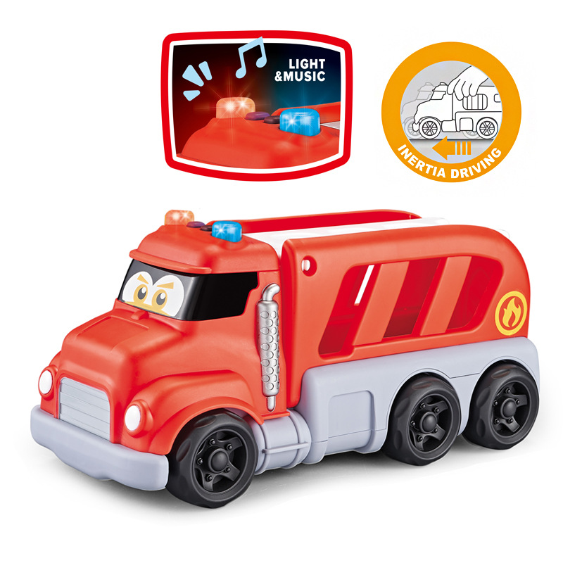 卡通消防车带灯光音乐男孩惯性消防车玩具救援车儿童乐园礼品