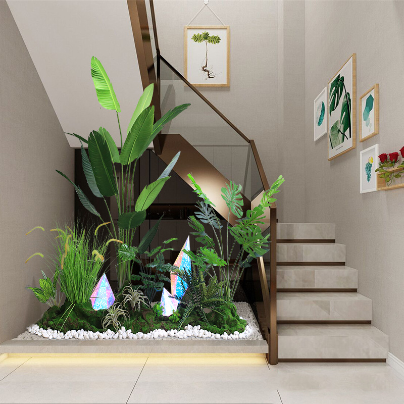 仿真绿植造景装饰室内假植物落地景观楼梯间角落网红橱窗场景布置