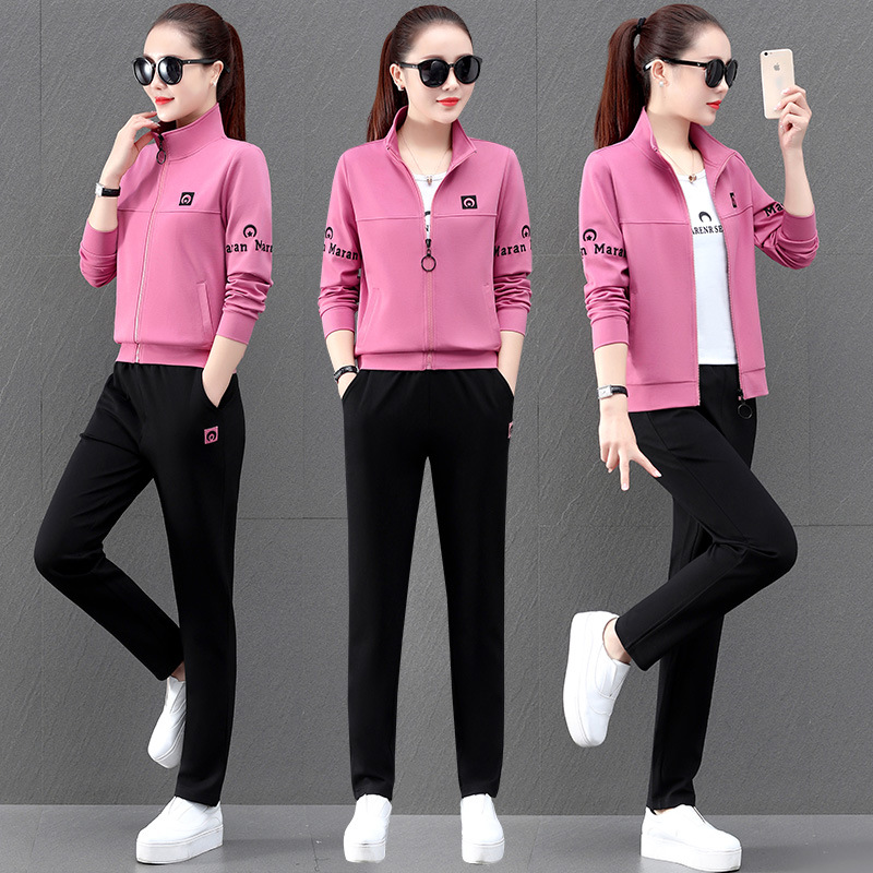 休闲运动服套装女春秋季2022新款时尚大码女装女士潮流卫衣三件套