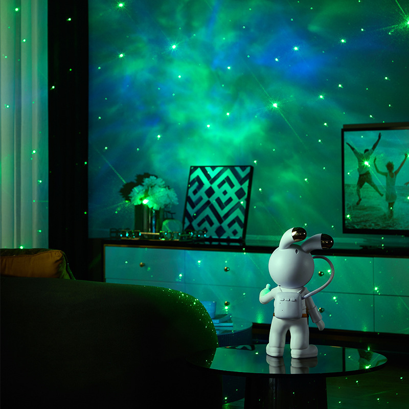 Hot Cross-Border plus-Sized Space Rabbit Sky Laser Starry Sky Ambience Light Spaceman Couple Gift Decoration Small Night Lamp