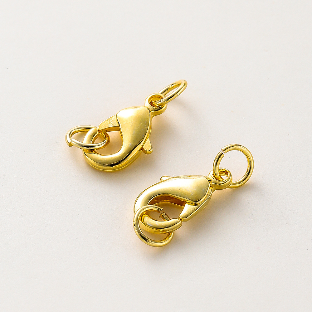 14k18k铜电镀保色真金带圈龙虾扣 diy饰品弹簧扣项链手链连接扣