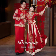 秀禾服新娘2024新款奢华重工红色婚服中式婚礼结婚出阁婚服春款女