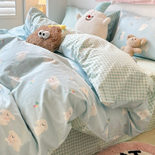 被套床上用品可爱儿童床单三件套纯棉卡通床笠学生宿舍全棉四件套
