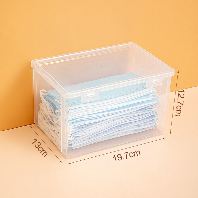 Desktop Dust Mask Storage Box Large Capacity Household Medicine Finishing Box Transparent Plastic Tissue Storage Box